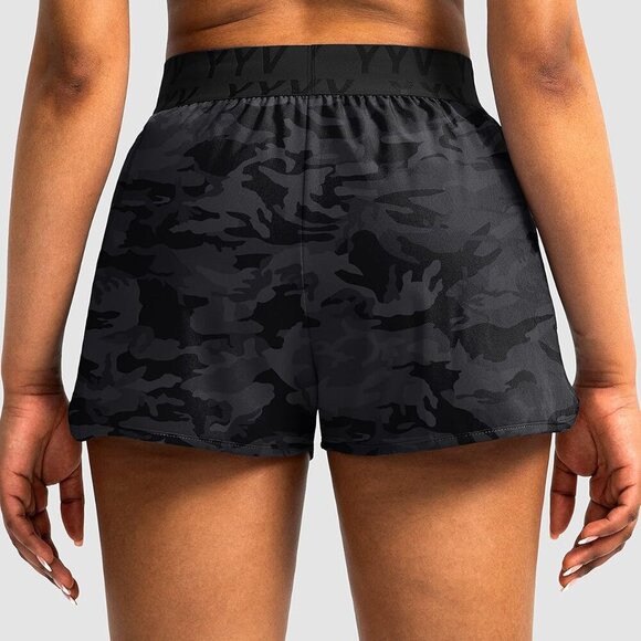 Women's Running Shorts with Zipper Pockets Quick-Dry Elastic Waist Band Athletic - Picture 5 of 5